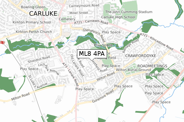 ML8 4PA map - small scale - OS Open Zoomstack (Ordnance Survey)