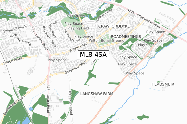 ML8 4SA map - small scale - OS Open Zoomstack (Ordnance Survey)