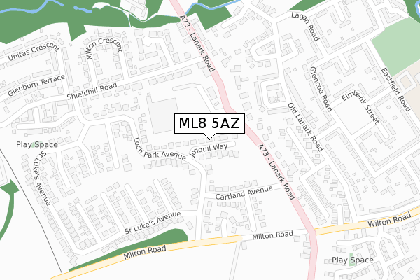 ML8 5AZ map - large scale - OS Open Zoomstack (Ordnance Survey)