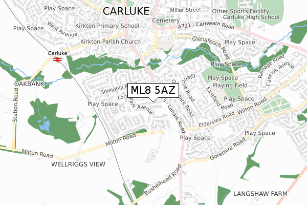 ML8 5AZ map - small scale - OS Open Zoomstack (Ordnance Survey)