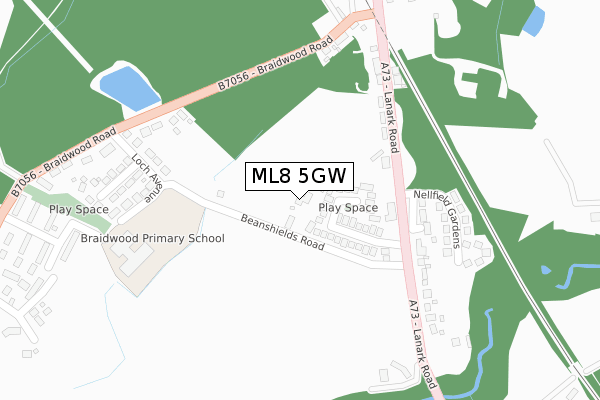 ML8 5GW map - large scale - OS Open Zoomstack (Ordnance Survey)