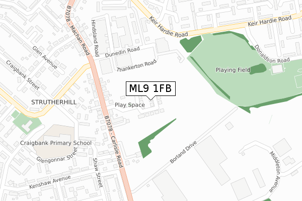ML9 1FB map - large scale - OS Open Zoomstack (Ordnance Survey)
