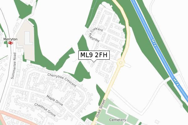 ML9 2FH map - large scale - OS Open Zoomstack (Ordnance Survey)