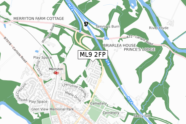 ML9 2FP map - small scale - OS Open Zoomstack (Ordnance Survey)