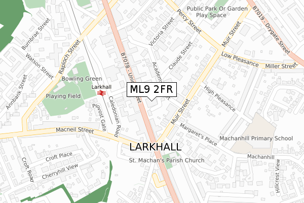 ML9 2FR map - large scale - OS Open Zoomstack (Ordnance Survey)