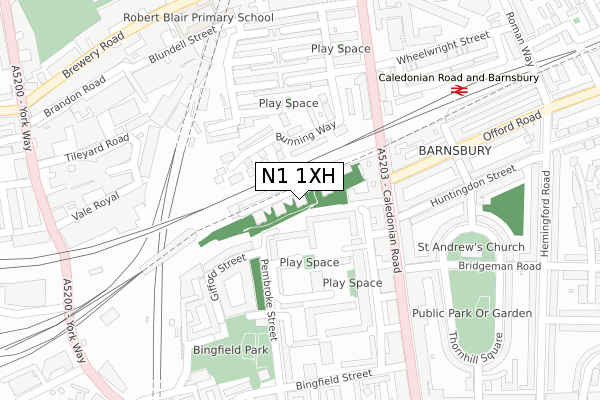 N1 1XH map - large scale - OS Open Zoomstack (Ordnance Survey)