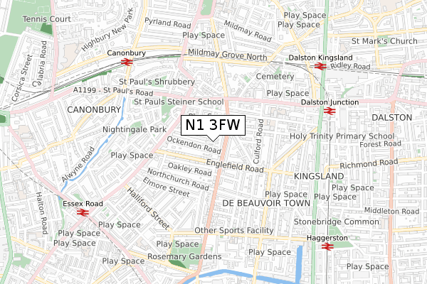 N1 3FW map - small scale - OS Open Zoomstack (Ordnance Survey) N1 3FW map - small scale - OS Open Zoomstack (Ordnance Survey)