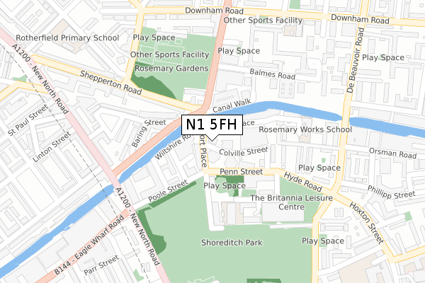 N1 5FH map - large scale - OS Open Zoomstack (Ordnance Survey)