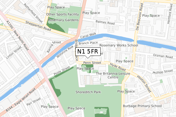 N1 5FR map - large scale - OS Open Zoomstack (Ordnance Survey)