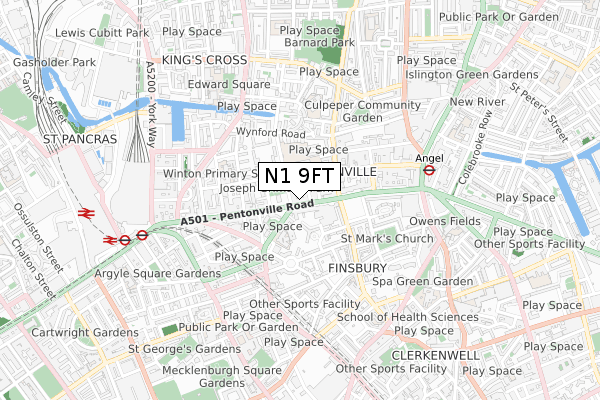 N1 9FT map - small scale - OS Open Zoomstack (Ordnance Survey) N1 9FT map - small scale - OS Open Zoomstack (Ordnance Survey)