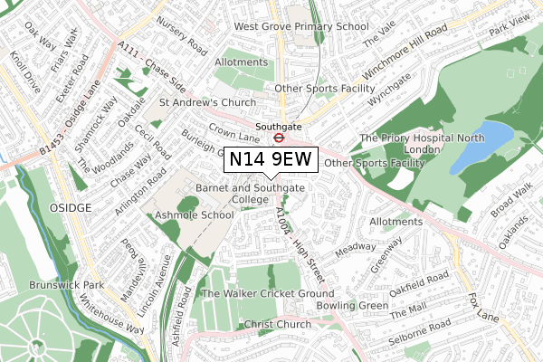 N14 9EW map - small scale - OS Open Zoomstack (Ordnance Survey) N14 9EW map - small scale - OS Open Zoomstack (Ordnance Survey)