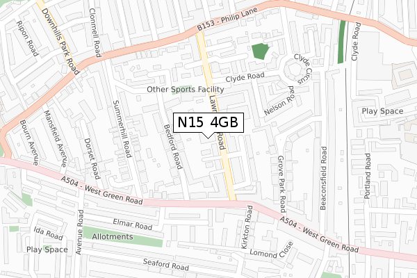 N15 4GB map - large scale - OS Open Zoomstack (Ordnance Survey)