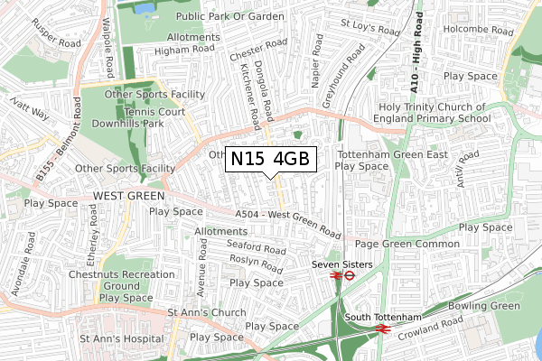 N15 4GB map - small scale - OS Open Zoomstack (Ordnance Survey)