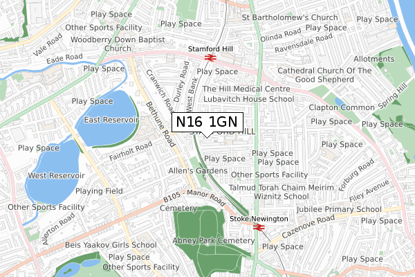 N16 1GN map - small scale - OS Open Zoomstack (Ordnance Survey) N16 1GN map - small scale - OS Open Zoomstack (Ordnance Survey)