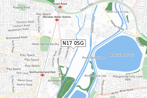 N17 0SG map - small scale - OS Open Zoomstack (Ordnance Survey)