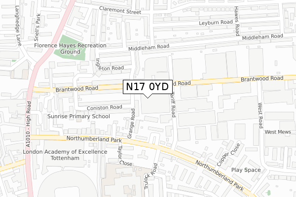 N17 0YD map - large scale - OS Open Zoomstack (Ordnance Survey) N17 0YD map - large scale - OS Open Zoomstack (Ordnance Survey)