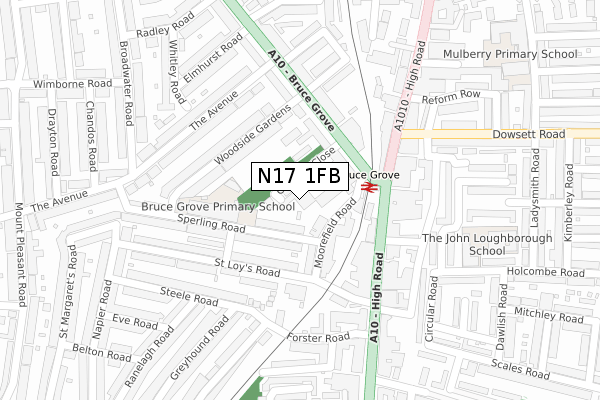 N17 1FB map - large scale - OS Open Zoomstack (Ordnance Survey)
