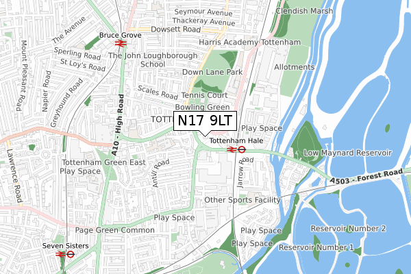 N17 9LT map - small scale - OS Open Zoomstack (Ordnance Survey) N17 9LT map - small scale - OS Open Zoomstack (Ordnance Survey)