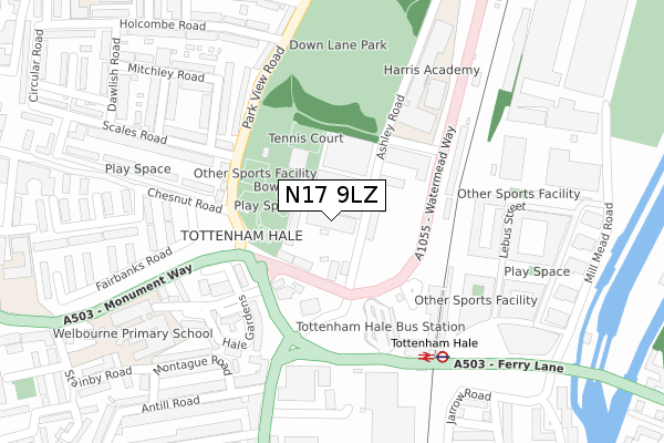 N17 9LZ map - large scale - OS Open Zoomstack (Ordnance Survey) N17 9LZ map - large scale - OS Open Zoomstack (Ordnance Survey)