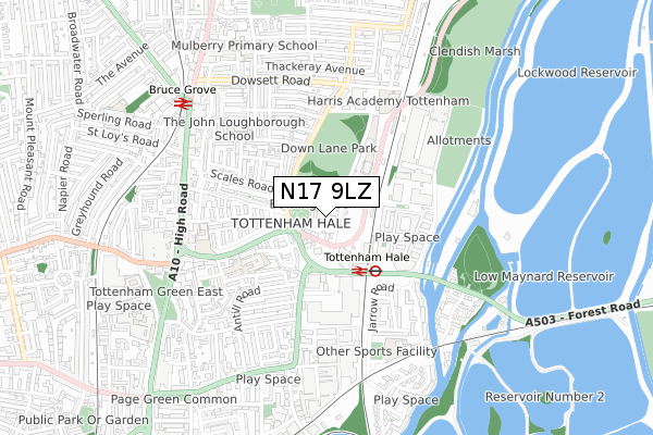 N17 9LZ map - small scale - OS Open Zoomstack (Ordnance Survey) N17 9LZ map - small scale - OS Open Zoomstack (Ordnance Survey)