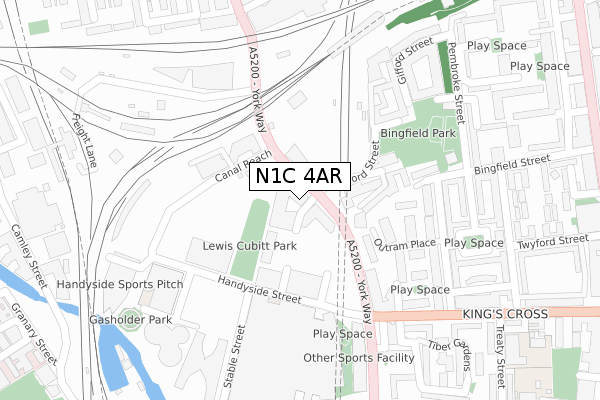 N1C 4AR map - large scale - OS Open Zoomstack (Ordnance Survey)