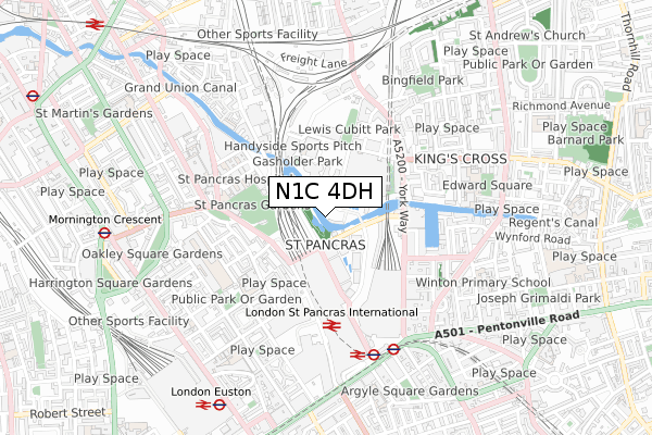 N1C 4DH map - small scale - OS Open Zoomstack (Ordnance Survey) N1C 4DH map - small scale - OS Open Zoomstack (Ordnance Survey)