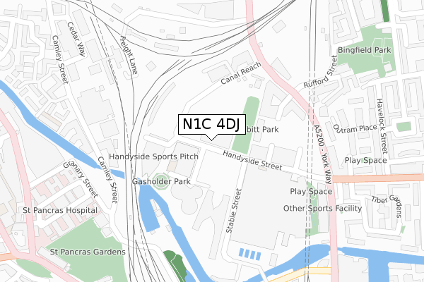 N1C 4DJ map - large scale - OS Open Zoomstack (Ordnance Survey)