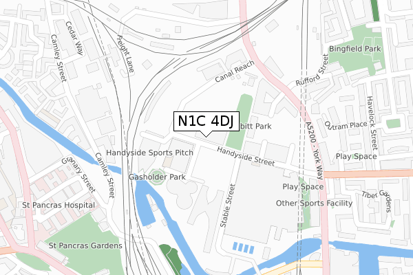 N1C 4DJ map - large scale - OS Open Zoomstack (Ordnance Survey) N1C 4DJ map - large scale - OS Open Zoomstack (Ordnance Survey)