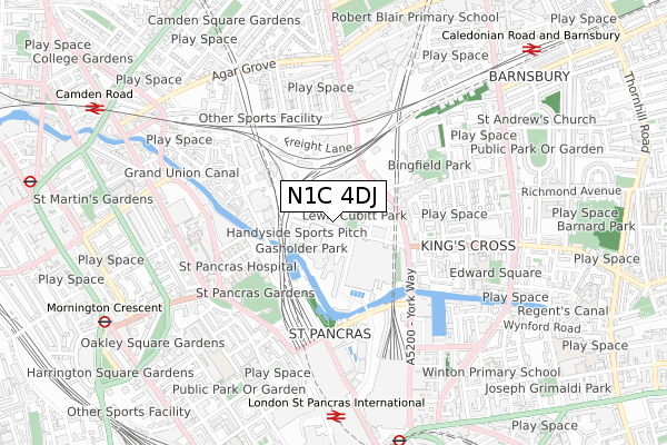 N1C 4DJ map - small scale - OS Open Zoomstack (Ordnance Survey) N1C 4DJ map - small scale - OS Open Zoomstack (Ordnance Survey)