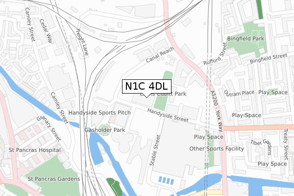 N1C 4DL map - large scale - OS Open Zoomstack (Ordnance Survey)