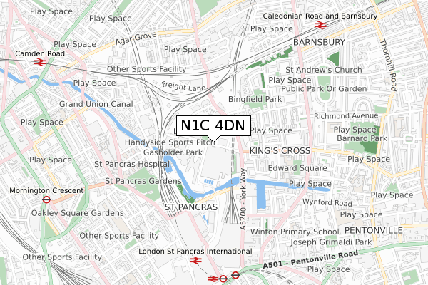 N1C 4DN map - small scale - OS Open Zoomstack (Ordnance Survey) N1C 4DN map - small scale - OS Open Zoomstack (Ordnance Survey)