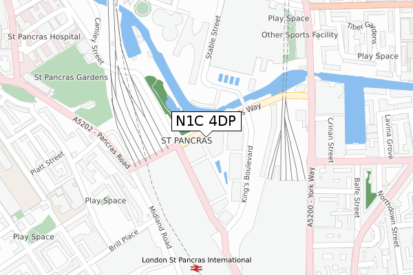 N1C 4DP map - large scale - OS Open Zoomstack (Ordnance Survey)
