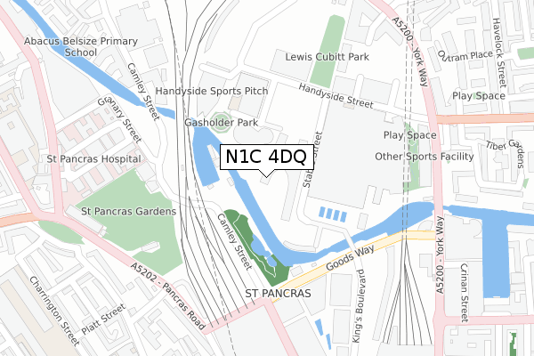N1C 4DQ map - large scale - OS Open Zoomstack (Ordnance Survey)