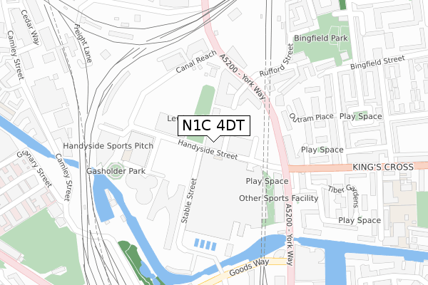 N1C 4DT map - large scale - OS Open Zoomstack (Ordnance Survey)