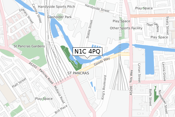 N1C 4PQ map - large scale - OS Open Zoomstack (Ordnance Survey)