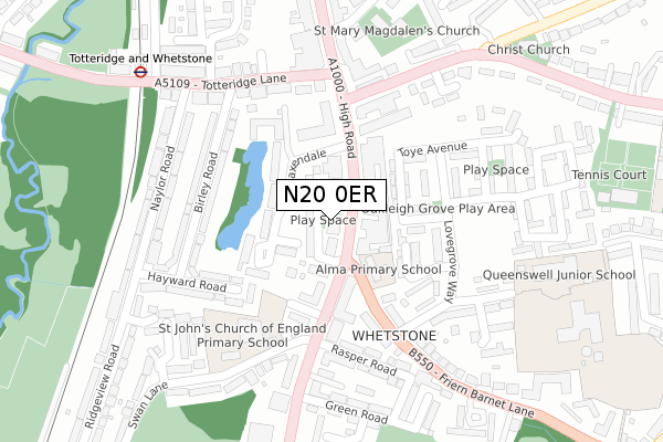 N20 0ER map - large scale - OS Open Zoomstack (Ordnance Survey)