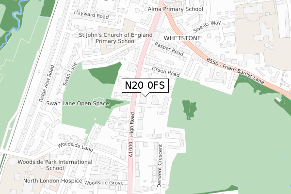 N20 0FS map - large scale - OS Open Zoomstack (Ordnance Survey)