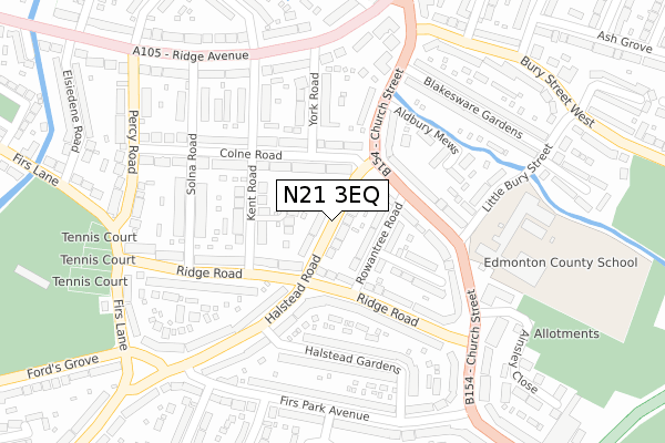 N21 3EQ map - large scale - OS Open Zoomstack (Ordnance Survey)