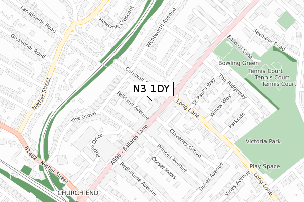 N3 1DY map - large scale - OS Open Zoomstack (Ordnance Survey) N3 1DY map - large scale - OS Open Zoomstack (Ordnance Survey)