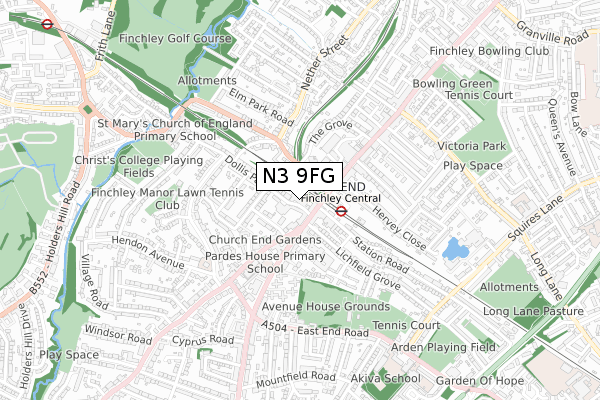 N3 9FG map - small scale - OS Open Zoomstack (Ordnance Survey) N3 9FG map - small scale - OS Open Zoomstack (Ordnance Survey)
