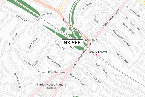 N3 9FR map - large scale - OS Open Zoomstack (Ordnance Survey) N3 9FR map - large scale - OS Open Zoomstack (Ordnance Survey)