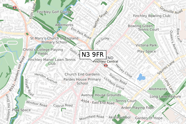 N3 9FR map - small scale - OS Open Zoomstack (Ordnance Survey) N3 9FR map - small scale - OS Open Zoomstack (Ordnance Survey)