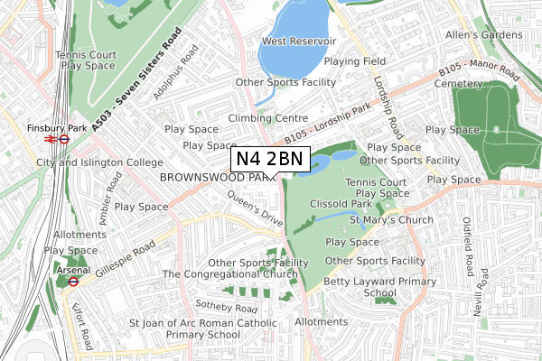 N4 2BN map - small scale - OS Open Zoomstack (Ordnance Survey) N4 2BN map - small scale - OS Open Zoomstack (Ordnance Survey)