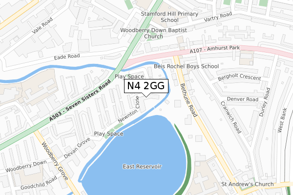 N4 2GG map - large scale - OS Open Zoomstack (Ordnance Survey)