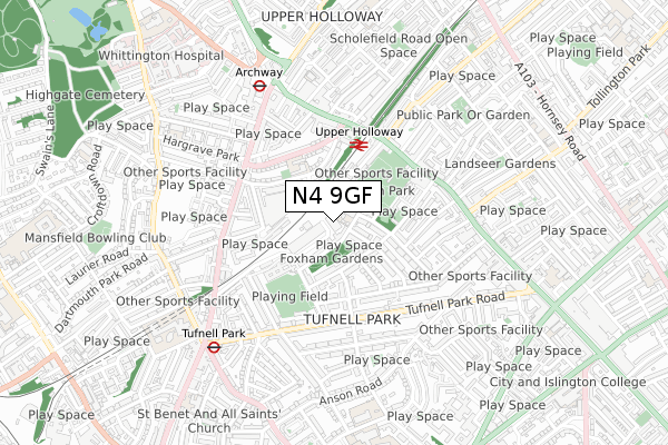 N4 9GF map - small scale - OS Open Zoomstack (Ordnance Survey) N4 9GF map - small scale - OS Open Zoomstack (Ordnance Survey)