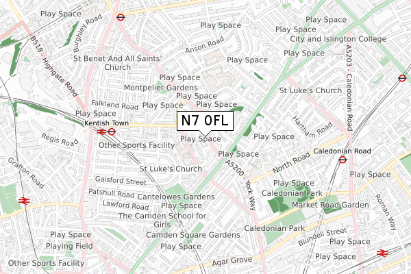 N7 0FL map - small scale - OS Open Zoomstack (Ordnance Survey) N7 0FL map - small scale - OS Open Zoomstack (Ordnance Survey)