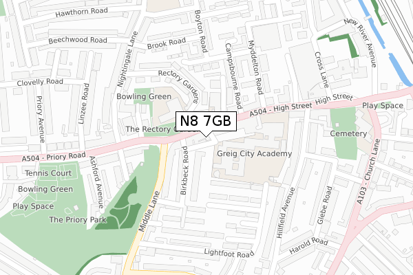 N8 7GB map - large scale - OS Open Zoomstack (Ordnance Survey)