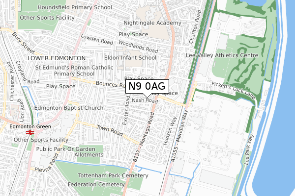 N9 0AG map - small scale - OS Open Zoomstack (Ordnance Survey) N9 0AG map - small scale - OS Open Zoomstack (Ordnance Survey)