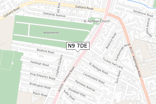 N9 7DE map - large scale - OS Open Zoomstack (Ordnance Survey)