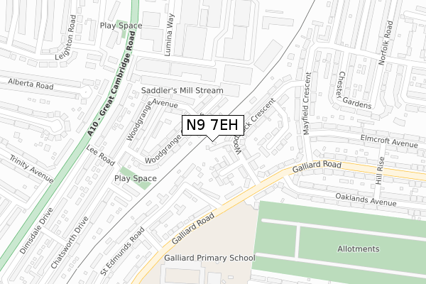 N9 7EH map - large scale - OS Open Zoomstack (Ordnance Survey)